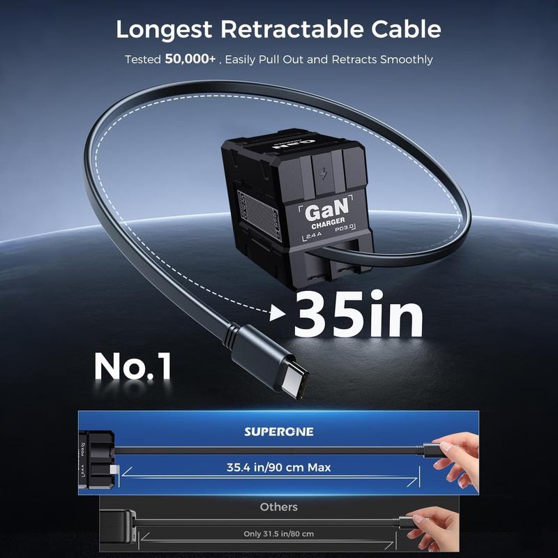 🔥 50% OFF Today Only!! 🔥4-in-1 Compatible 120W Fast Charger with Retractable Type-C & Lightning Cable