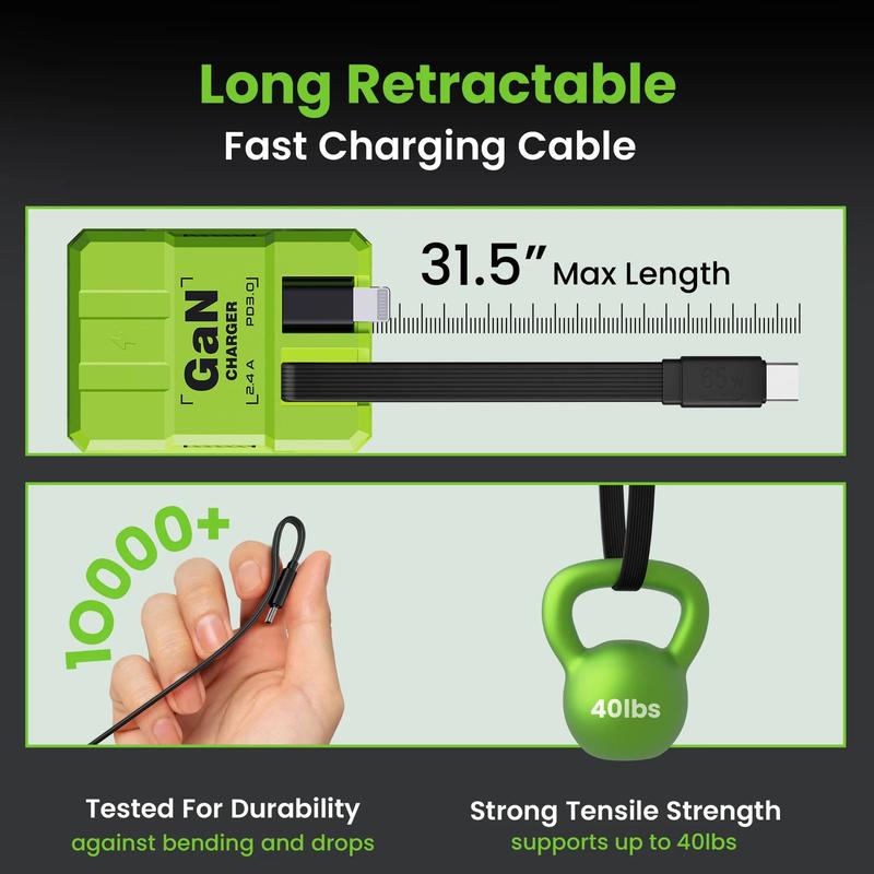🔥 50% OFF Today Only!! 🔥4-in-1 Compatible 120W Fast Charger with Retractable Type-C & Lightning Cable