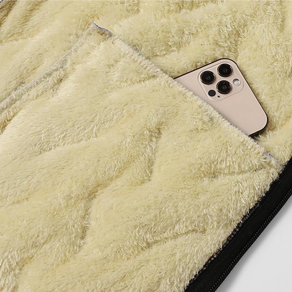 KZZ Men's Warm Vest Fleece Lined Wool  Black Gilet Crewneck Top