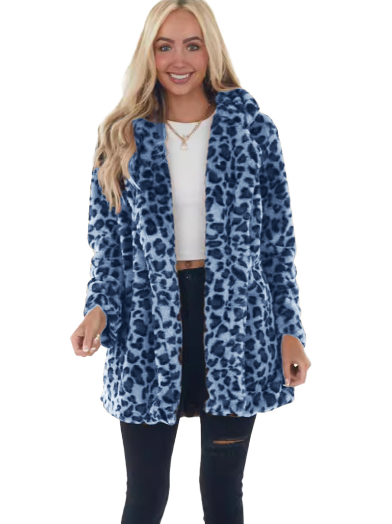 Casual Loose Plush Leopard Coat for Women